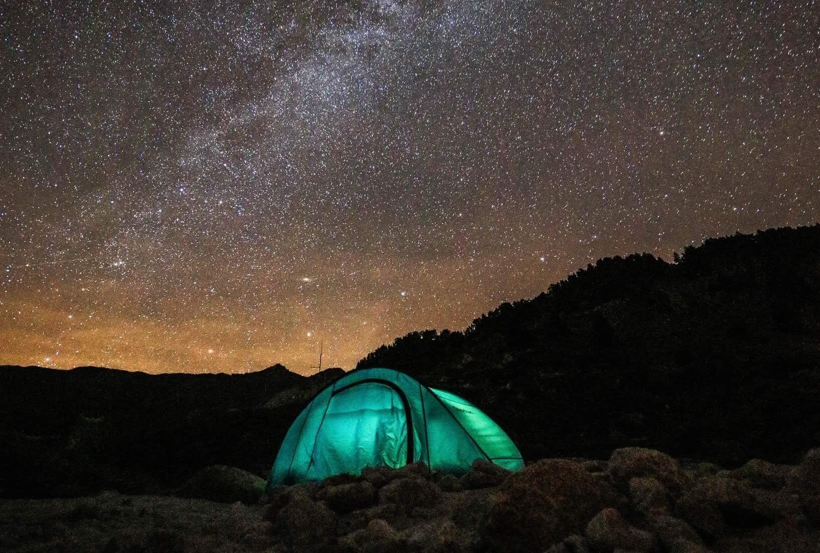 camping stargazing night sky