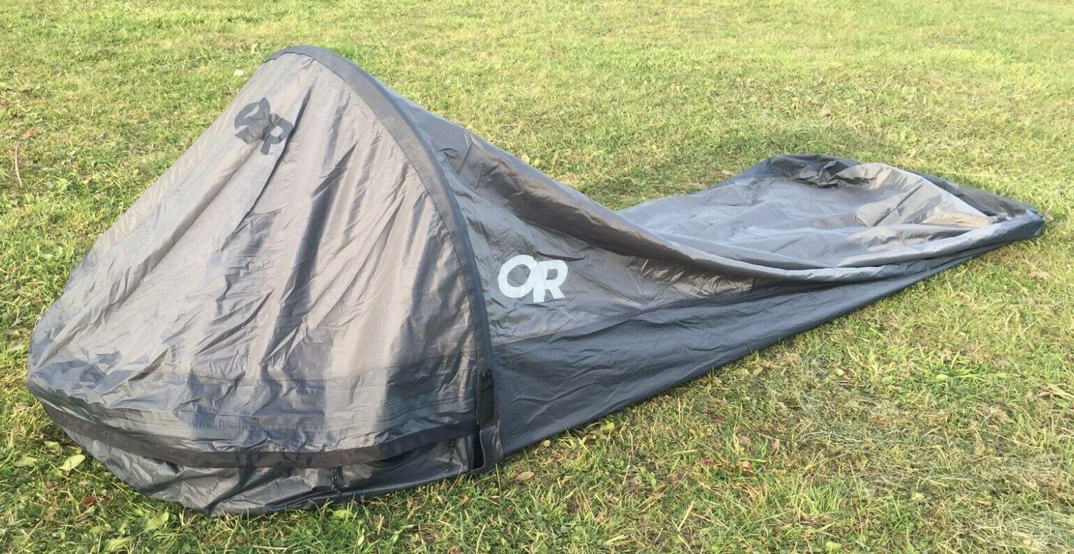 Outdoor Research Helium Bivvy bag in field