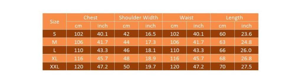 Roeam Vest sizing guide