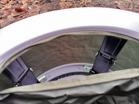 Carplife bivvy loo showing internal hinges