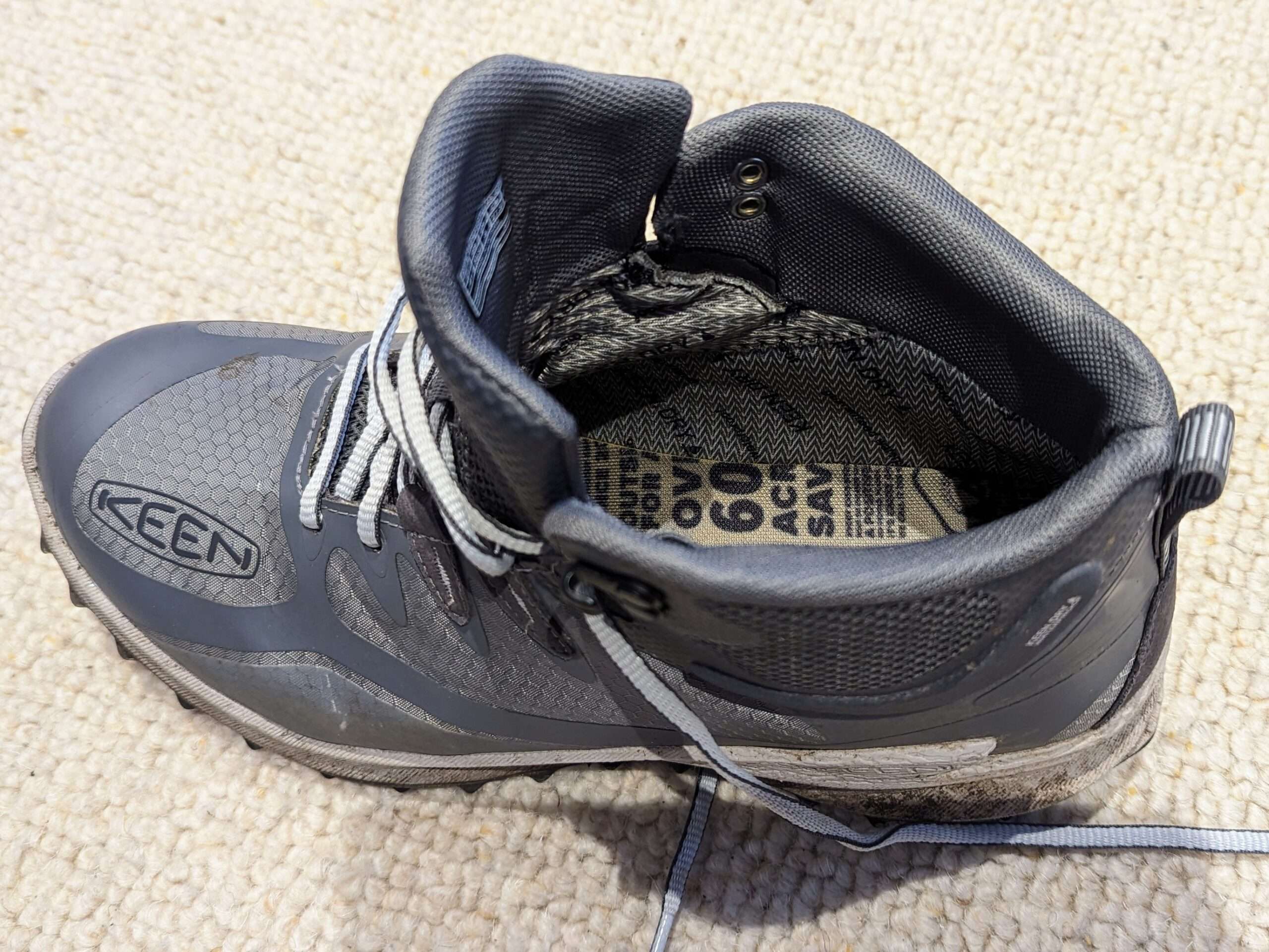 a view inside the KEEN Zionic walking shoe showing the inner fabric