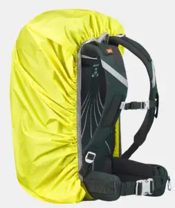 bright yellow cover for a rucksack to keep the rain off