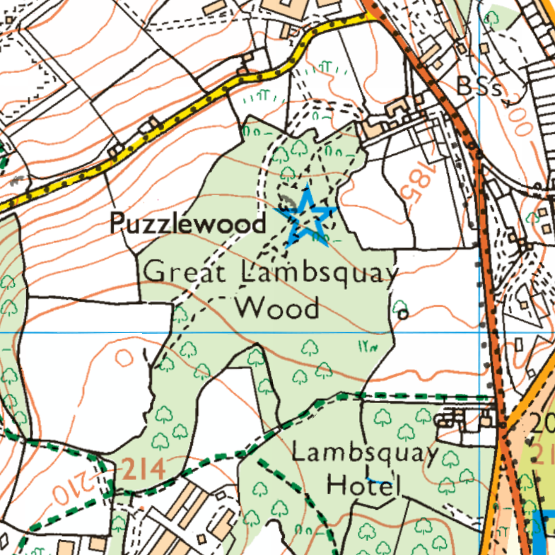 an image of OS Maps App showing the location of Puzzlewood