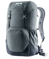 a grey daypack with a black bottom