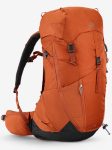 an orange rucksack on a white background